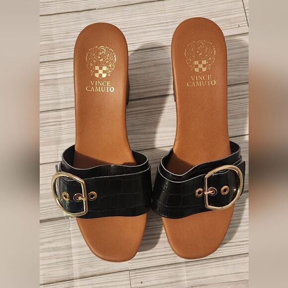 Vince Camuto Corlanda Croc Platform Sandal in Black Size 9.5 - Picture 12 of 14